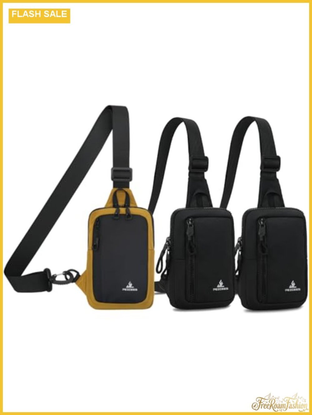 Peicees Pack of 3 Crossbody Sling Bags Chest Bag Dual Pocket Water Resistant